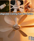 Kick Serious Summer Swelter With This Travel Foldable Ceiling Fan For Cruise Cabins And Campers housing six low key silent blades.