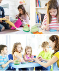 Children and teacher using 3 Inch Circle Hole Punch For Crafting And Scrapbooking Green Large Circle Punch for creative projects.