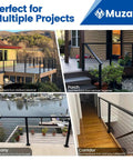 Various installations of 16 To 20 Ft Black Cable Railing Kit With Handrail, 36 In Tall, 5 Level Post Kit on decks and porches