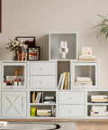 Stackable Cube Storage Organizer For Home And Office DIY Modular Shelving Cubes For Books Clothes Toys And Decor Built With Sturdy 18mm Panels Hidden Bolts Anti Tip Kit Mortise And Tenon Joints Free Stacking Design In White Washed Finish with books and decor on display