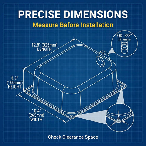 Blueprint of Heavy Duty 7 Liter Stainless Steel Fuel Tank For Gasoline Engines showing dimensions and fittings