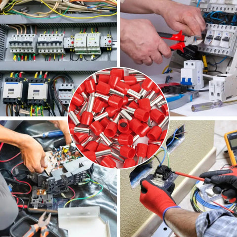100 Pcs Wire Ferrules Kit 8 AWG Ferrule Connectors End Terminals E10 12 Crimp Connectors Red For Screw Terminal Projects Car Audio Speaker Wiring Industrial Electricians DIYers in panel wiring