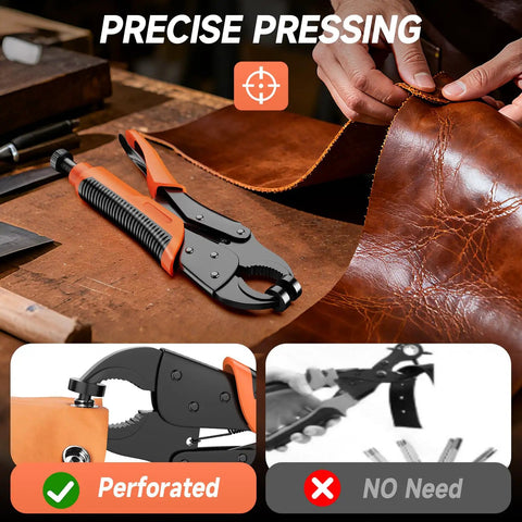 All In One Heavy Duty Snap Fastener Tool Kit With 100 Sets Of Canvas Snaps 380 Pieces close-up on leather crafting