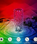Rose Lamp With 16 Colors RGB Night Light, USB Rechargeable Touch Desk Lamp, Diamond Cut Acrylic LED Mood Light on table