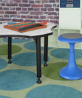 Glow 17 Inch Blue Stool For Classrooms And Playrooms with table, ideal movable convex seating for focus, durable and easy to clean