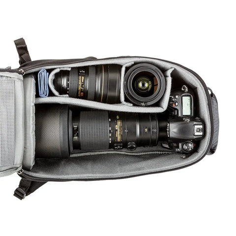 Interior view of Glass Limo Camera Backpack For Pro DSLR Gear With Tripod Mount Fits Large Tele Lenses Like 600mm 500mm And 200 400mm Pro Body Compatible