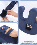 Easy Bedridden Patient Turning Pillow With Handle Hole U Shaped Velvet Nursing Pillow showing strap and handle details