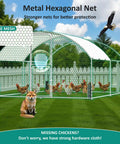 Large Metal Chicken Coop And Walk In Chicken Run With Feeding Door Security Lock And Cover For Outdoor Backyard Farm