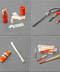 Fire Strip Roll 50-Foot Weatherproof Waxed Fire Starter Tinder Tape for Emergency Camping and Fire Pits with accessories displayed.