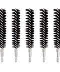 Five nylon bore brushes from All In One Nylon Bristle Bore Cleaning Kit For Pistols With 5 Brushes And 50 Patches For Calibers.17,.22,.260/6.5mm