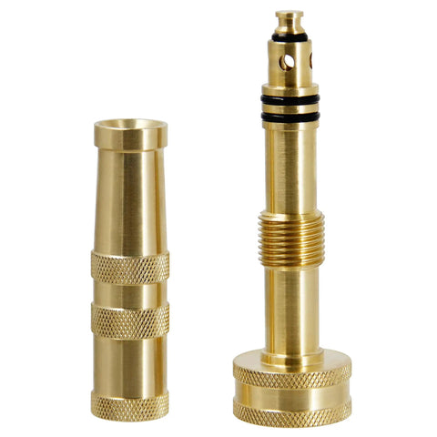 Workhorse Heavy Duty Brass Adjustable Twist Hose Nozzle Set 2 Pack Leak Proof O Ring Sealed 4 Hole Tip