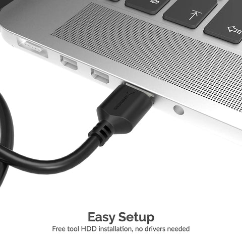 Usb 3.0 To 2.5 Inch Sata Drive Adapter Cable For Ssd And Hdd With Uasp Plug And Play Usb Powered External Converter For Laptop Storage 2.5 Inch Sata I II III Ssd Or Hdd Not For 3.5 Inch Or Nvme, black USB connector plugged into laptop