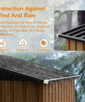 6X4Ft Garden Storage Shed With Lockable Door Steel Tool Shed With Clear Window Anti Corrosion Metal Shed roof detail in rain