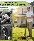 Man using 57 Inch Heavy Duty Post Hole Digger with Metal Shaft and Sharp Shovel Head for Easy Digging in garden