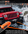 Heavy Duty Lifting Straps 10 Foot By 2 Inch Webbing Slings 15000 LBS Capacity Two Pack Rigging Straps towing red SUV in snow