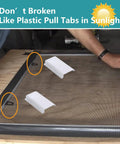 Heavy Duty Aluminum Window Screen Spline Lift Pull Tabs on a mesh screen for easy removal without breaking.