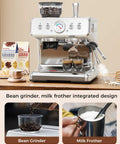Top Tier Home Barista Espresso Machine With Solid Grinder And True Dual Boiler Brewing Coffee And Steaming Foam Together Nailing Perfect Cappuccinos Straight From A Big 95 Oz Tank Keeping Mornings Dope And Stress Free, featuring a bean grinder and milk frother.