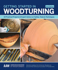 Cover of Woodturning Starter Guide with 18 Practical Projects and Pro Safety Tips for lathe setup and tool sharpening techniques.