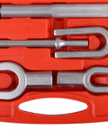 Five Piece Pickle Fork Tool Set For Auto Repair With Ball Joint Separator And Tie Rod Removal Kit in red case