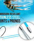 Travel Ready Fiberglass Pole Spear For Spearfishing With 3 Prong Paralyzer Tips, 72 Inch Harpoon underwater illustration with stainless steel joints