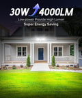 Motion Sensor Outdoor LED Flood Lights 30W 4000 Lumens 5000K illuminating a house entrance at night