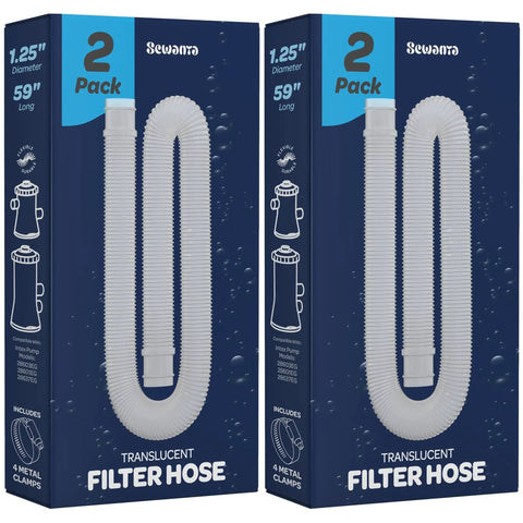 Above Ground Pool Hose Set 1.25 Inch Diameter, 59 Inch Long, 2-Pack Replacement Pump Hose for Pool Filter, Leakproof and Flexible