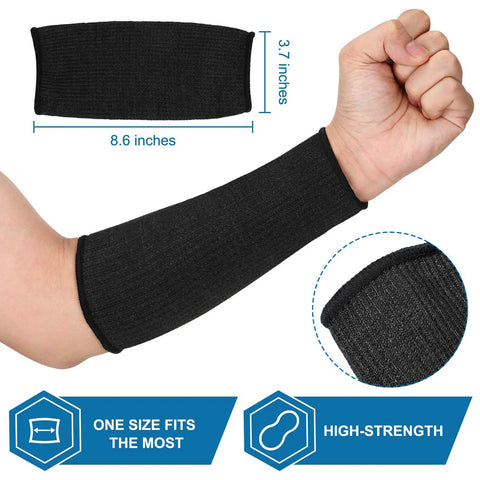 Cut Resistant Arm Sleeves Level 5 For Men And Women, 8.6 x 3.7 inches, showing fit and texture detail, black gray