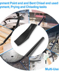 Collage showing Pro Grade Round Connecting Bar For Go To Aligning Prying And Chiseling With Alignment Tip And Bent Chisel End