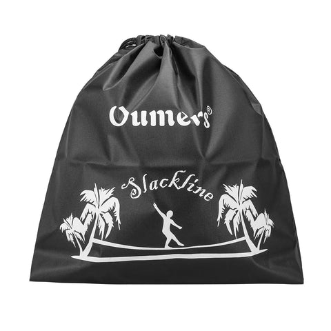 Carrying bag for Beginner Slackline Kit With 50 Foot Main Line And Training Line, palm tree design, drawstring closure