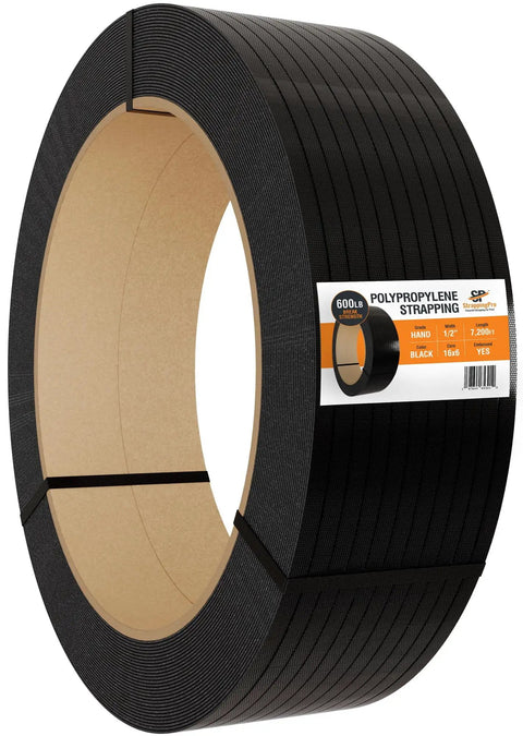 Industrial Strength Polypropylene Pallet Strapping Roll Half Inch Thick With 7200 Feet Of Embossed Banding, 600 Pound Break Strength, Durable PP Plastic Strapping For Packing Heavy Pallets And Bulky Shipments
