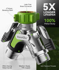 All Metal Garden Hose Splitter 2 Way Y Valve With Extra Long 2.05 Inch Handle Built Tough Heavy Duty Shut Off Valves with brass connector and metal body