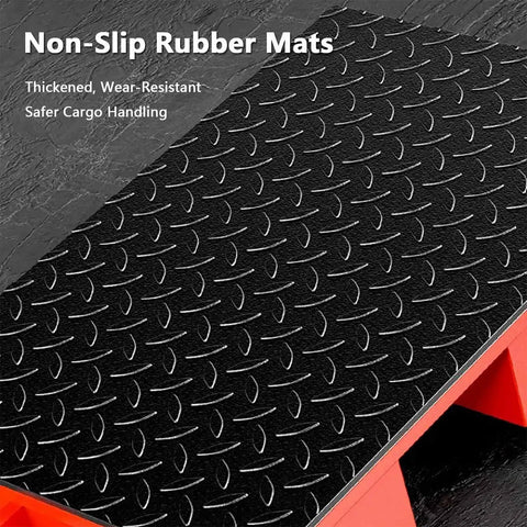 Heavy Duty Non Slip Machinery Moving Skates Featuring 180 Degree Swivel Steering For Seamless Shop Floor Moves And No Sweat Transport Of Heavy Industrial Gear with non-slip rubber mat surface.