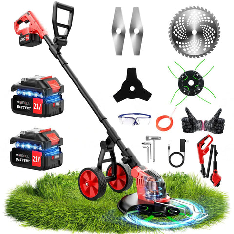 Beast Workhorse 20000 RPM Cordless Weed Wacker With Wheel 6000mAh Battery 4 In 1 Brush Cutter String Trimmer Grass Edger
