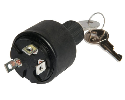 Universal Ignition Switch For Off Road Motorcycles And ATVs Off Run Start Button White Medium Size Best In Class Corrosion Protection With Non Conductive Seal Between Cylinder Lock And Contact Plate Easy Fit shown with keys