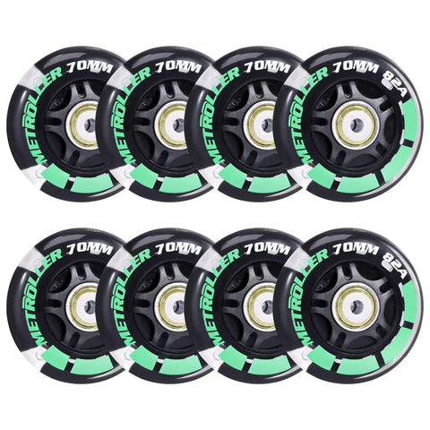 8 Pack 70mm Light Up Inline Skate Wheels With ABEC 7 Bearings 82A Hardness For Indoor Outdoor Replacement Roller Blade Wheels No Tool Required