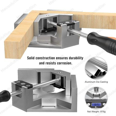 Two Pack Right Angle Clamp For Woodworking with 90 Degree Aluminum Corner Clamp, single handle and adjustable swing jaw