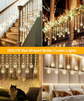 Star Curtain Lights with Wishing Ball LED Fairy String Lights USB Powered Remote Control 8 Modes over stairs and bedroom decor
