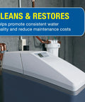 Water softener system in home setup using Softener Mate Whole House Water Softener Cleaner For Iron Manganese Silt And Organic Build Up Keeps Your Resin Running Smooth And Efficient 4 Lbs Improves System Efficiency.