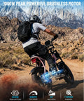 Rider on Adult Electric Bike With 1000W Brushless Motor 20Mph Peak pulling through rugged terrain, showcasing off-road capability.