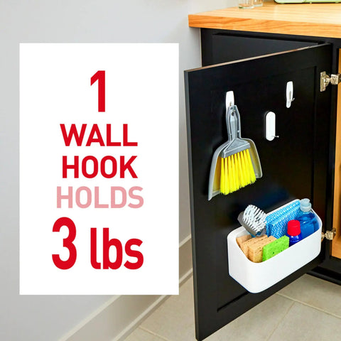 Medium Wire Hooks Value Pack With 7 Hooks And 12 Strips Damage Free Organization No Tools Needed Holds Up To 3 Lbs Per Hook Ideal For Walls Cabinets Doors White