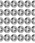 Thirty Pack Of 188 Deep Groove Ball Bearings With 3mm Inner And 8MM Outer Diameter Plus 4MM Width Made From Heavy Duty Carbon Steel Sealed For Dust Protection Perfect For Small Motors And Hobby Projects, displayed in a grid formation.