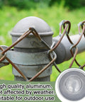 20 Pcs Round Dome Fence Post Caps For Chain Link Fences Aluminum External Post Caps Two And Three Eighths Inch Outside Diameter Built To Last Outdoor Weatherproof Corrosion Resistant Silver installed on fence
