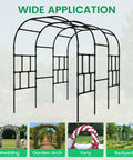87 Inch Tall Garden Arch Trellis For Climbing Plants Outdoor Black Plastic Coated Metal Cucumber Arbor Arch