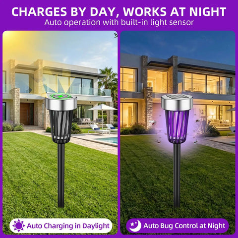 Solar Powered Bug Zapper For Outdoor Use Waterproof Mosquito Killer For Patio Garden Backyard Farm Durable IP65 Weatherproof