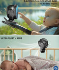 Portable Clip On Fan For Desk And Stroller, USB Rechargeable Mini Table Fan With 360 Degree Rotation, 3 Speeds near baby