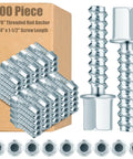 100 Piece Heavy Duty Zinc Steel Concrete Anchors with 3/8 Inch Threaded Rod and 1/4 Inch Diameter for DIY projects.