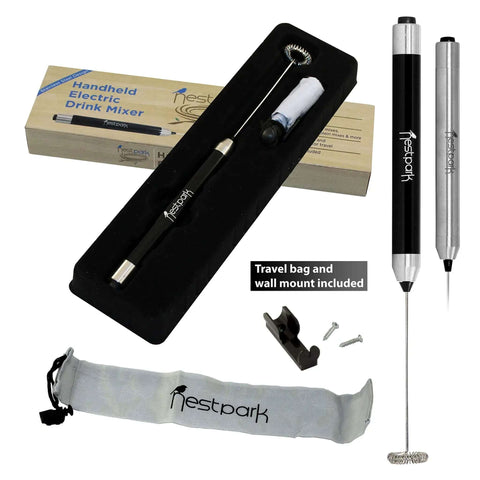 Badass Little Cordless Handheld Stick Blender Blends Bulletproof Keto Coffee Protein Shakes And Creamers Straight Up Smooth Zero Clumps Guaranteed Wireless Power Mixer with travel bag and wall mount.
