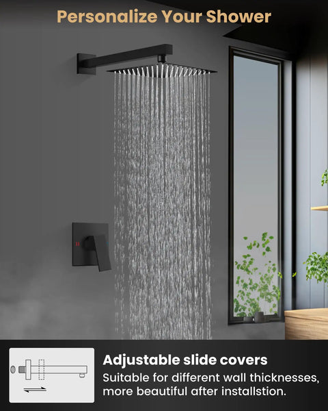 Built Tough 10 Inch Matte Black Shower Faucet Set Featuring Solid Brass Shower Valve Kit And Rust Resistant Stainless Steel Arms For Easy Install And A Smooth Daily Shower Experience Anytime
