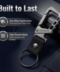Dope Built Tough Heavy Duty Keychain Bottle Opener With Carabiner Clip And Key Ring, Durable Zinc Alloy And Nylon Belt