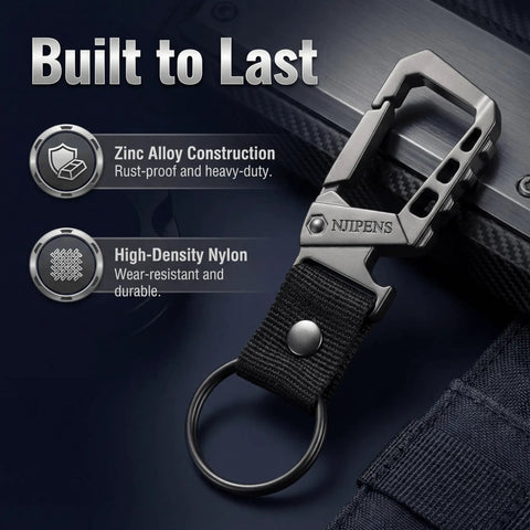 Dope Built Tough Heavy Duty Keychain Bottle Opener With Carabiner Clip And Key Ring, Durable Zinc Alloy And Nylon Belt
